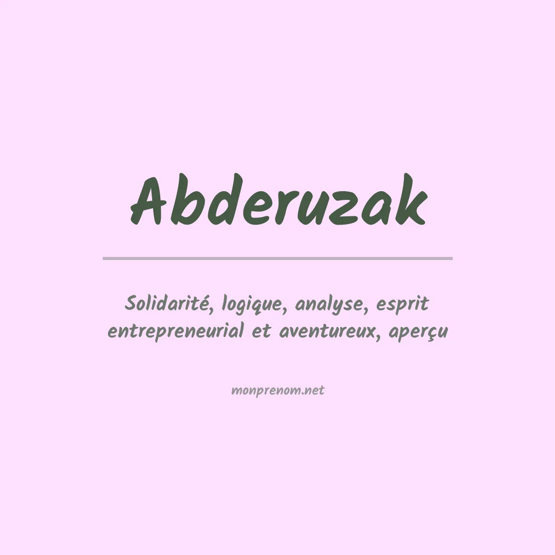 Signification du Prénom Abderuzak Signification du Prénom Abderuzak
