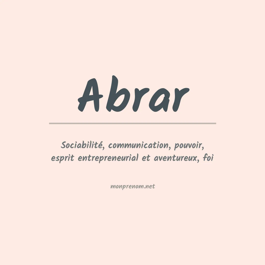 Signification du Prénom Abrar Signification du Prénom Abrar