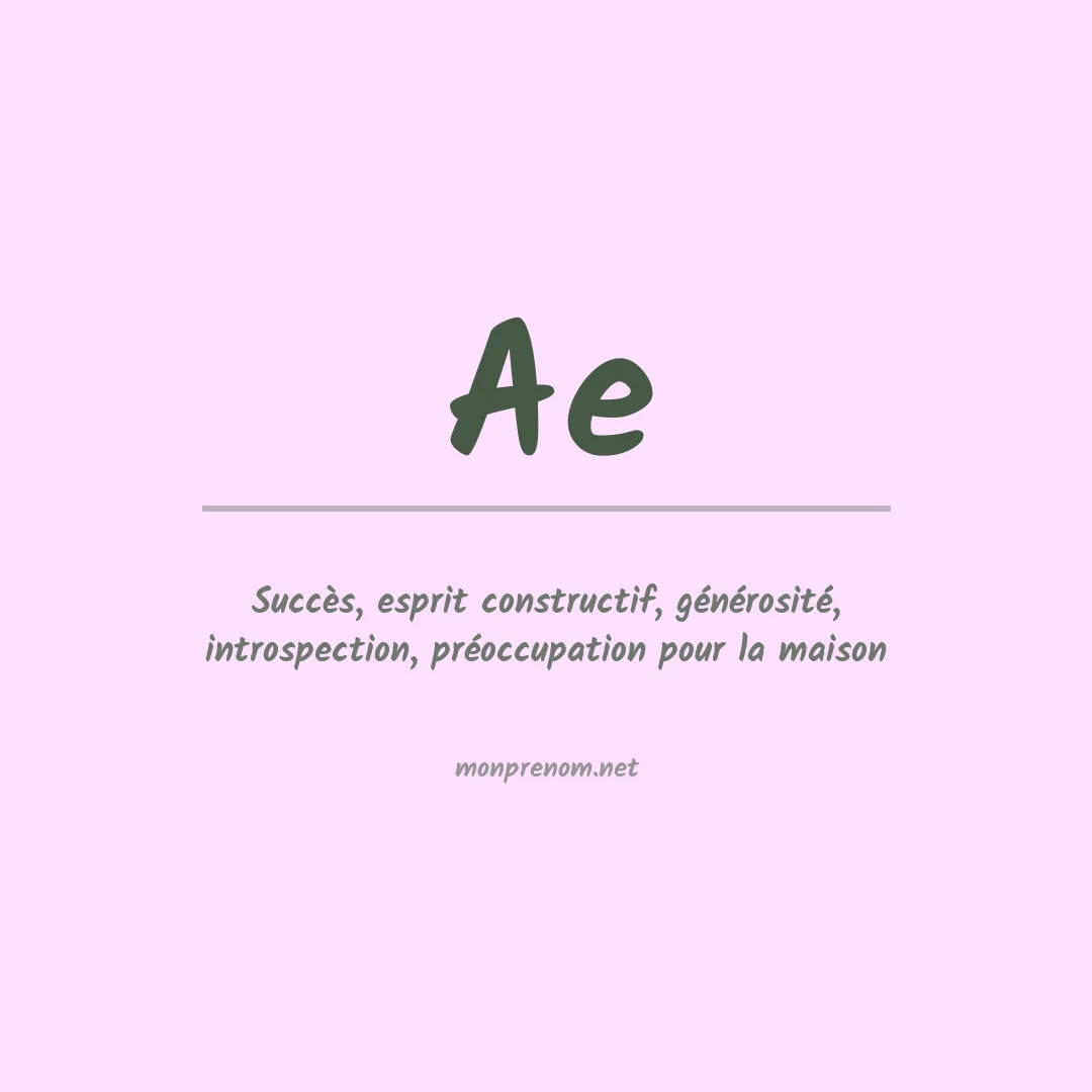 Signification du Prénom Ae Signification du Prénom Ae