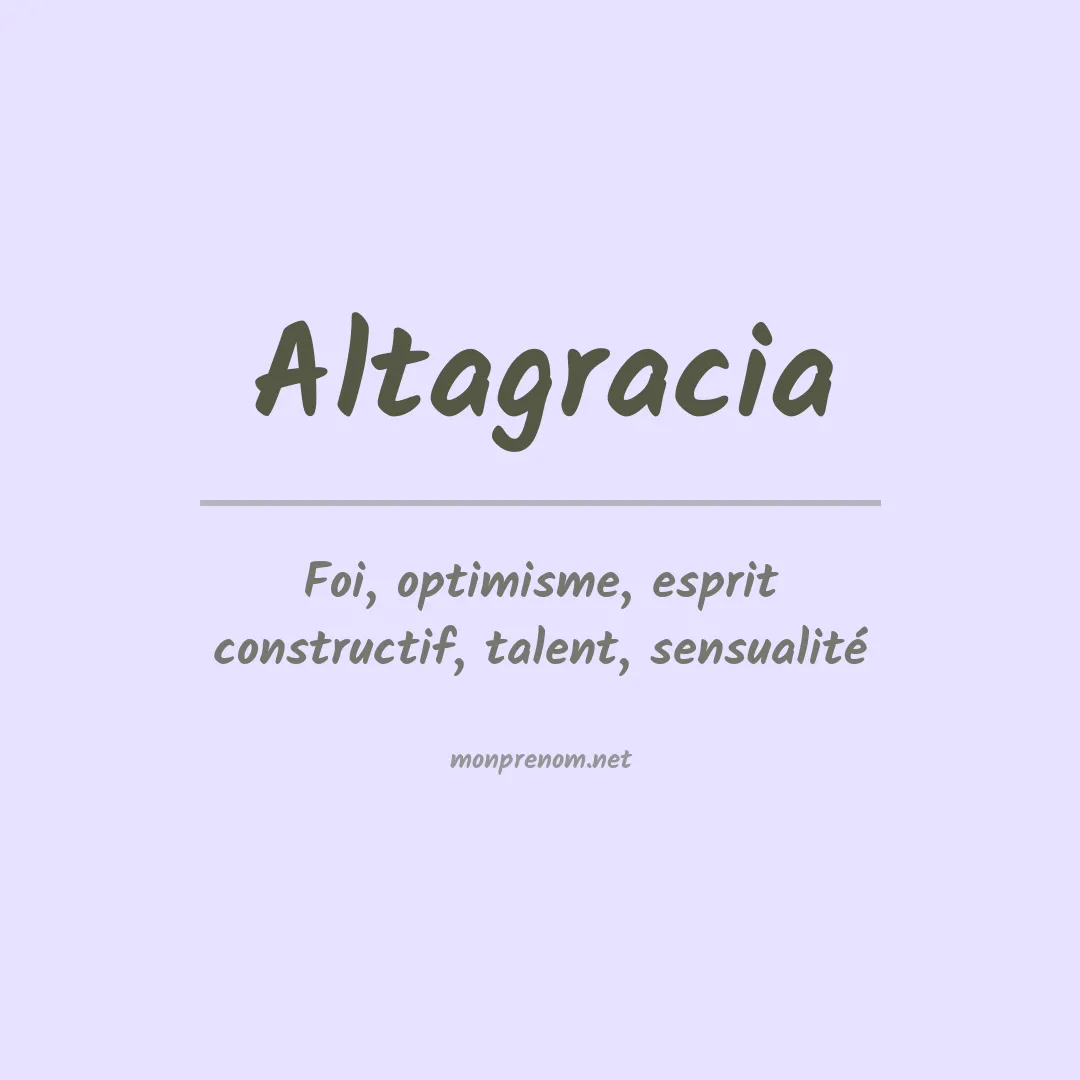 Signification du Prénom Altagracia