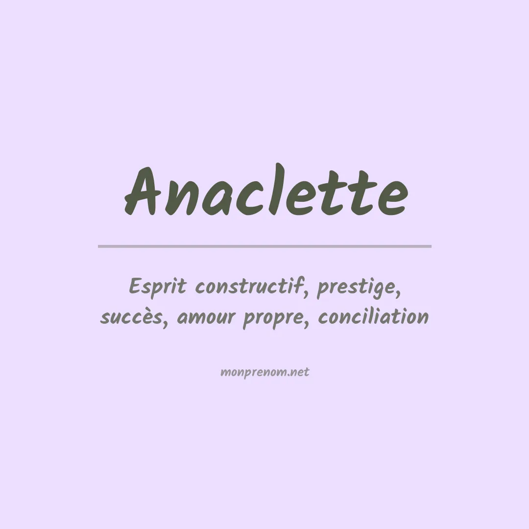 Signification du Prénom Anaclette Signification du Prénom Anaclette