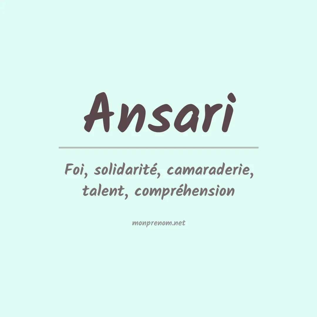 Signification du Prénom Ansari