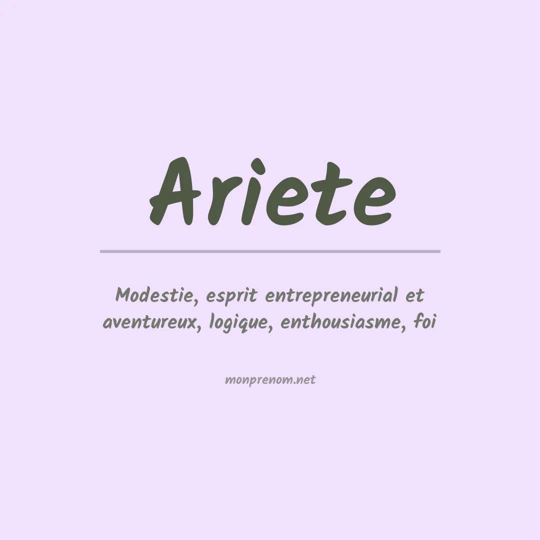 Signification du Prénom Ariete Signification du Prénom Ariete