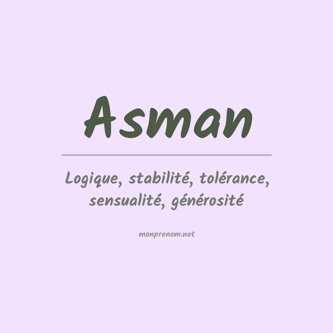 Signification du Prénom Asman