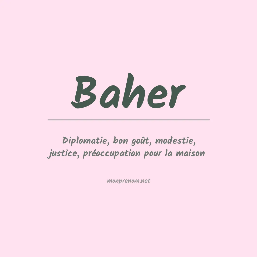 Signification du Prénom Baher