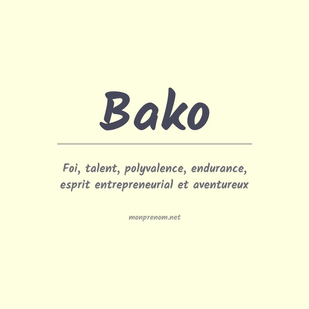 Signification du Prénom Bako