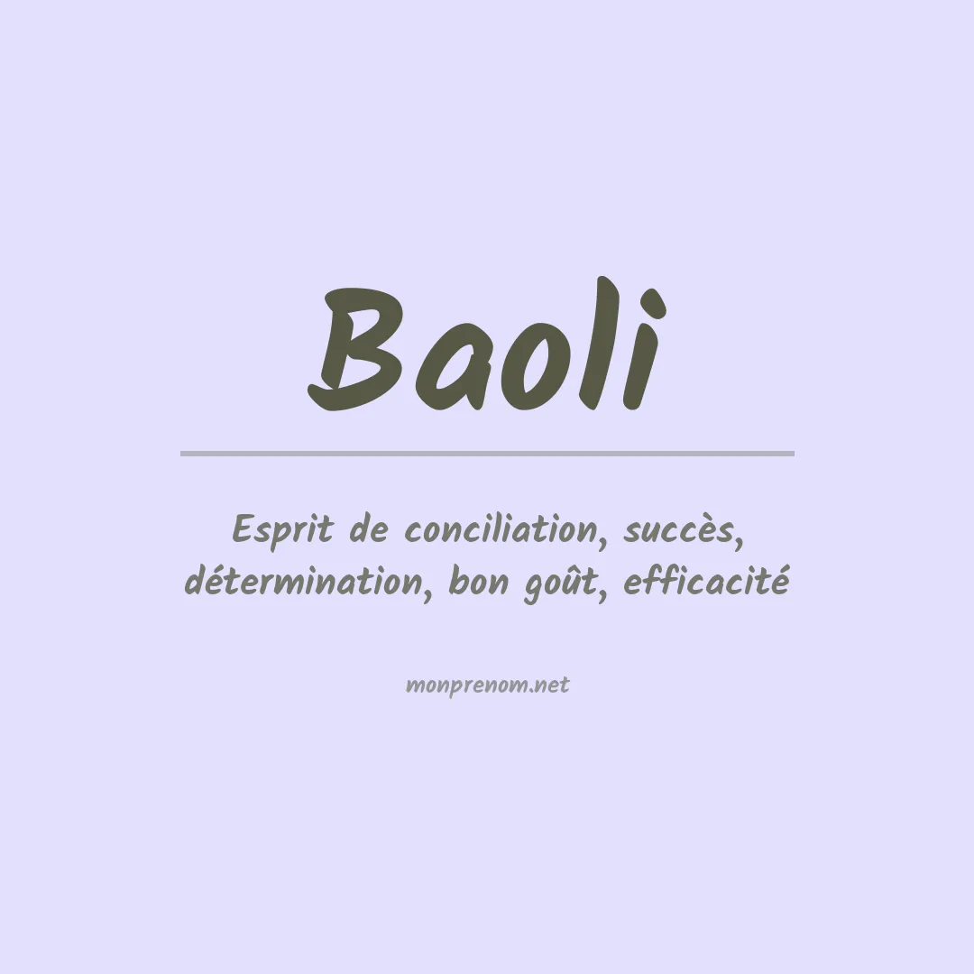 Signification du Prénom Baoli Signification du Prénom Baoli