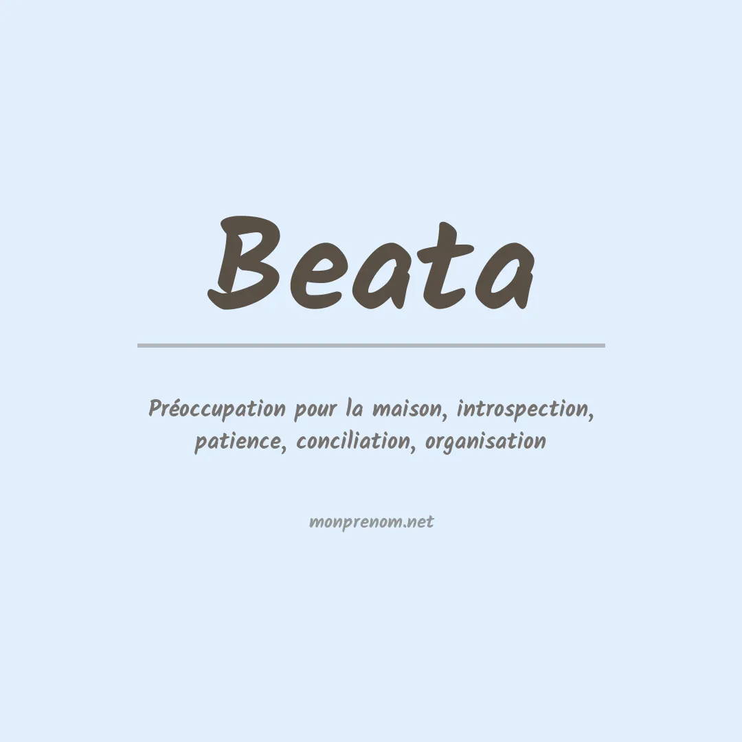 Signification du Prénom Beata Signification du Prénom Beata