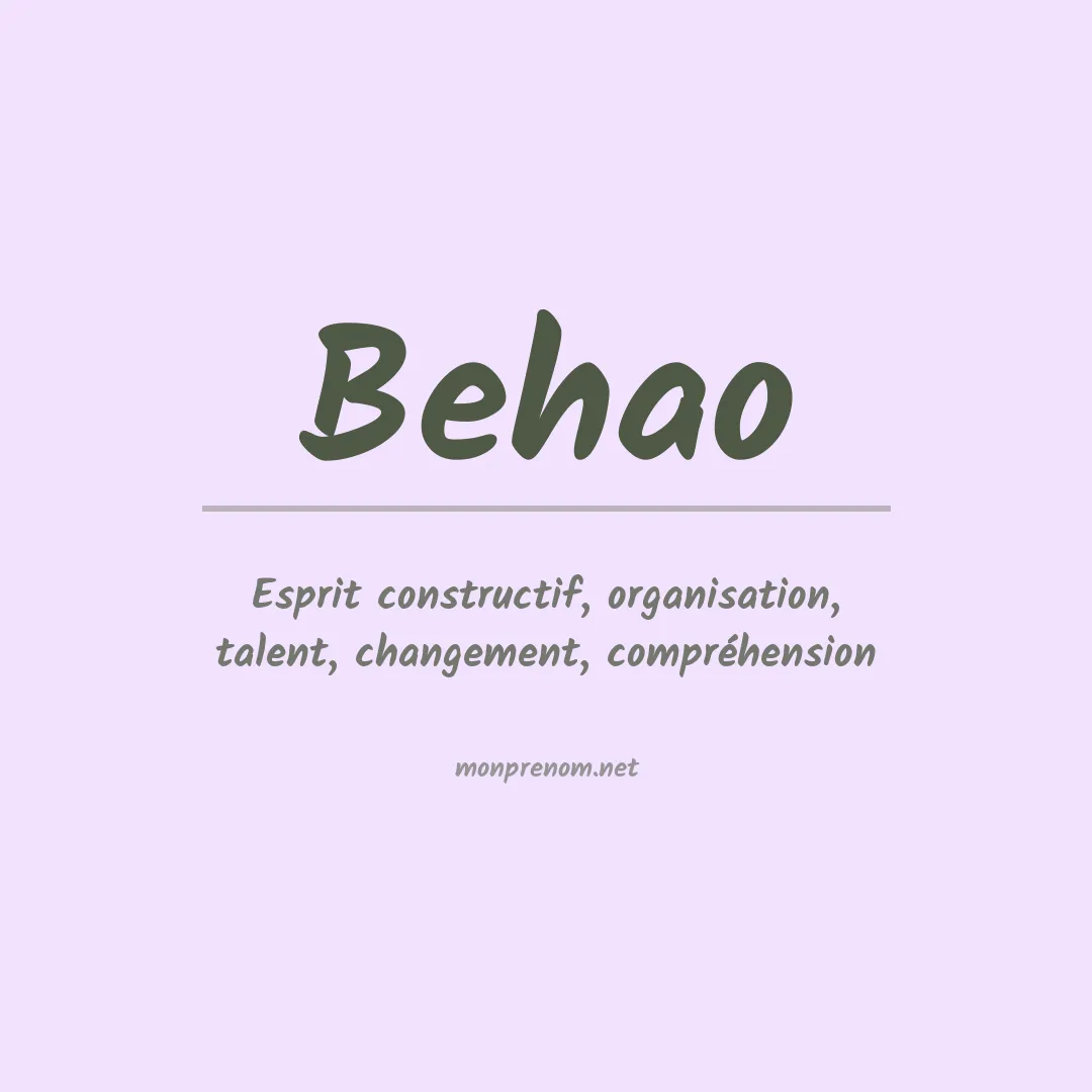 Signification du Prénom Behao Signification du Prénom Behao