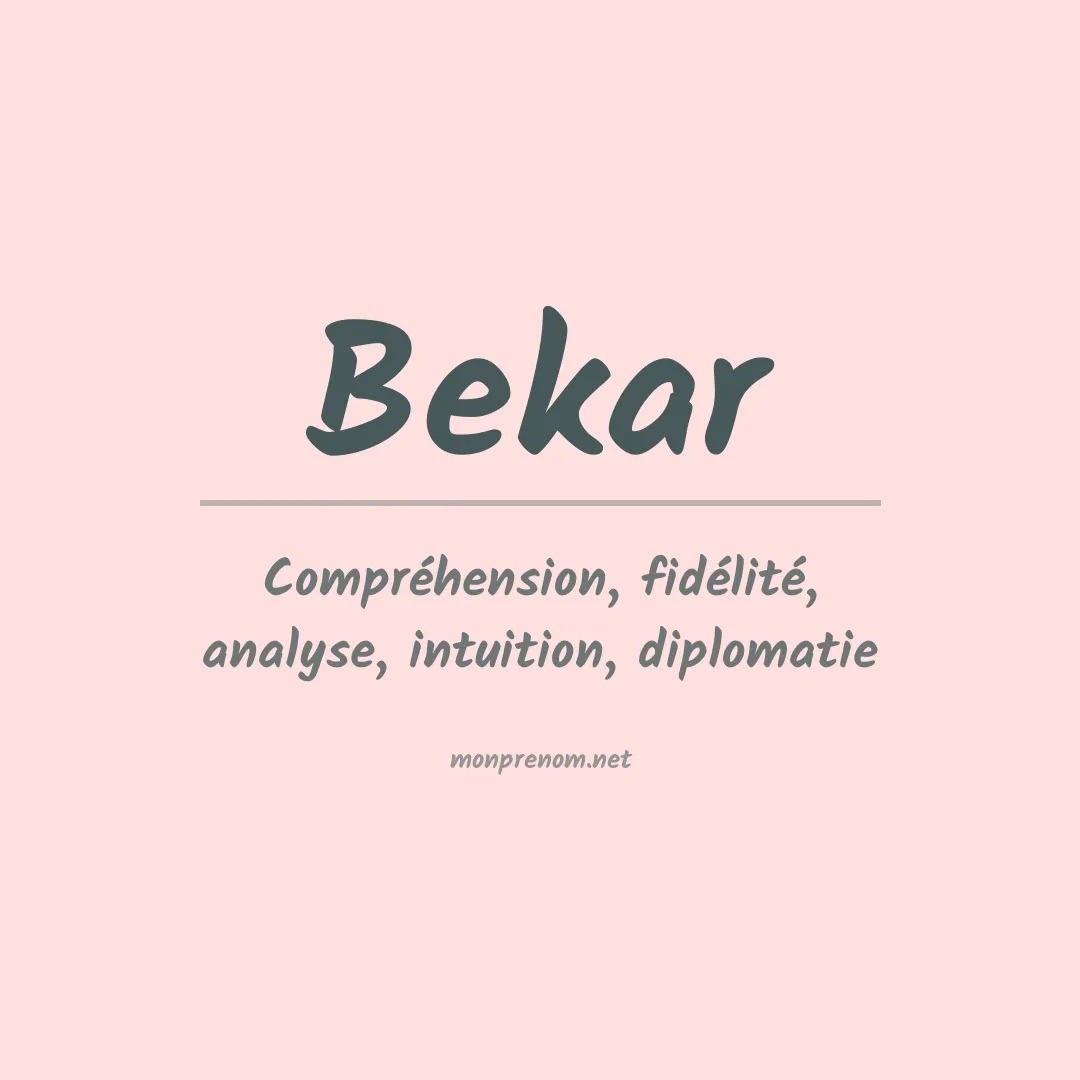 Signification du Prénom Bekar Signification du Prénom Bekar