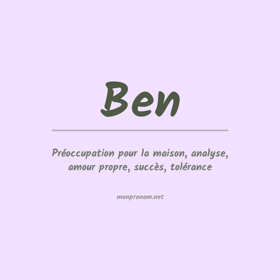 Signification du Prénom Ben