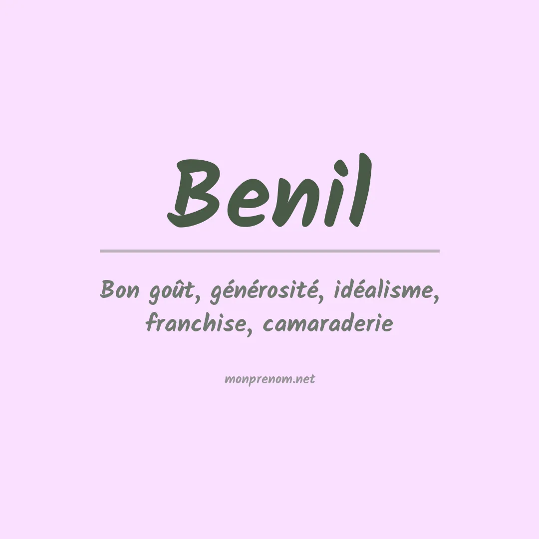 Signification du Prénom Benil