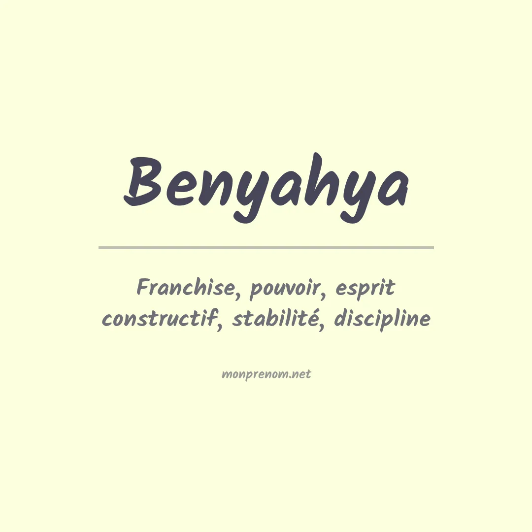 Signification du Prénom Benyahya Signification du Prénom Benyahya