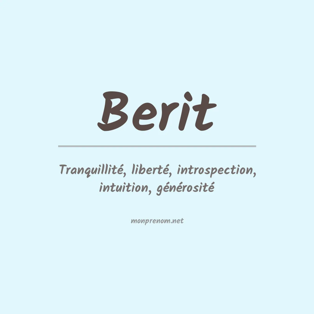 Signification du Prénom Berit Signification du Prénom Berit