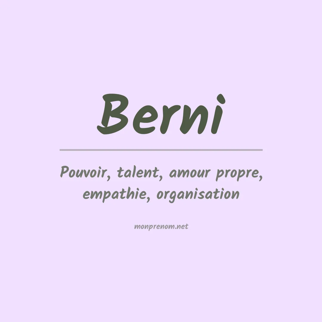 Signification du Prénom Berni