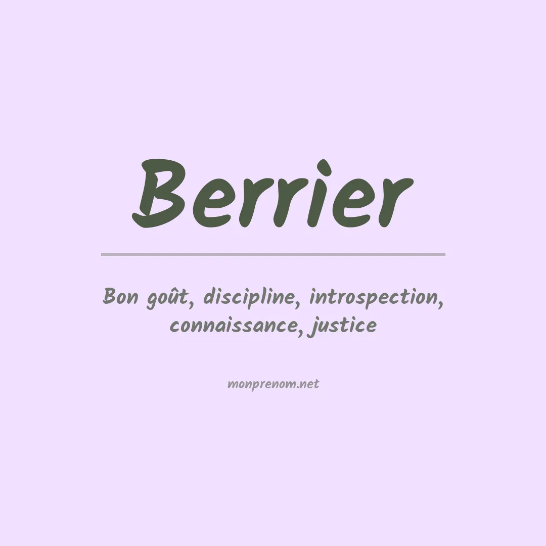 Signification du Prénom Berrier