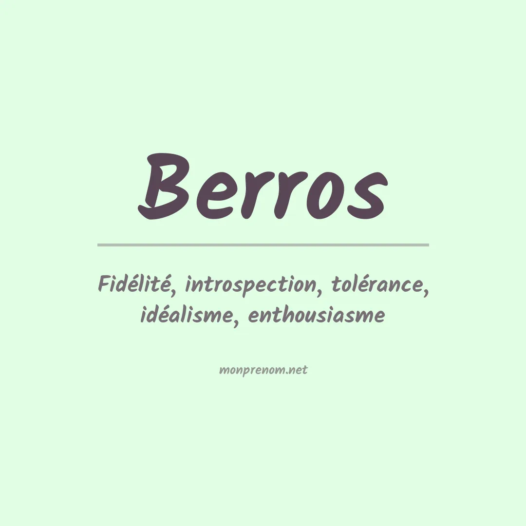 Signification du Prénom Berros Signification du Prénom Berros