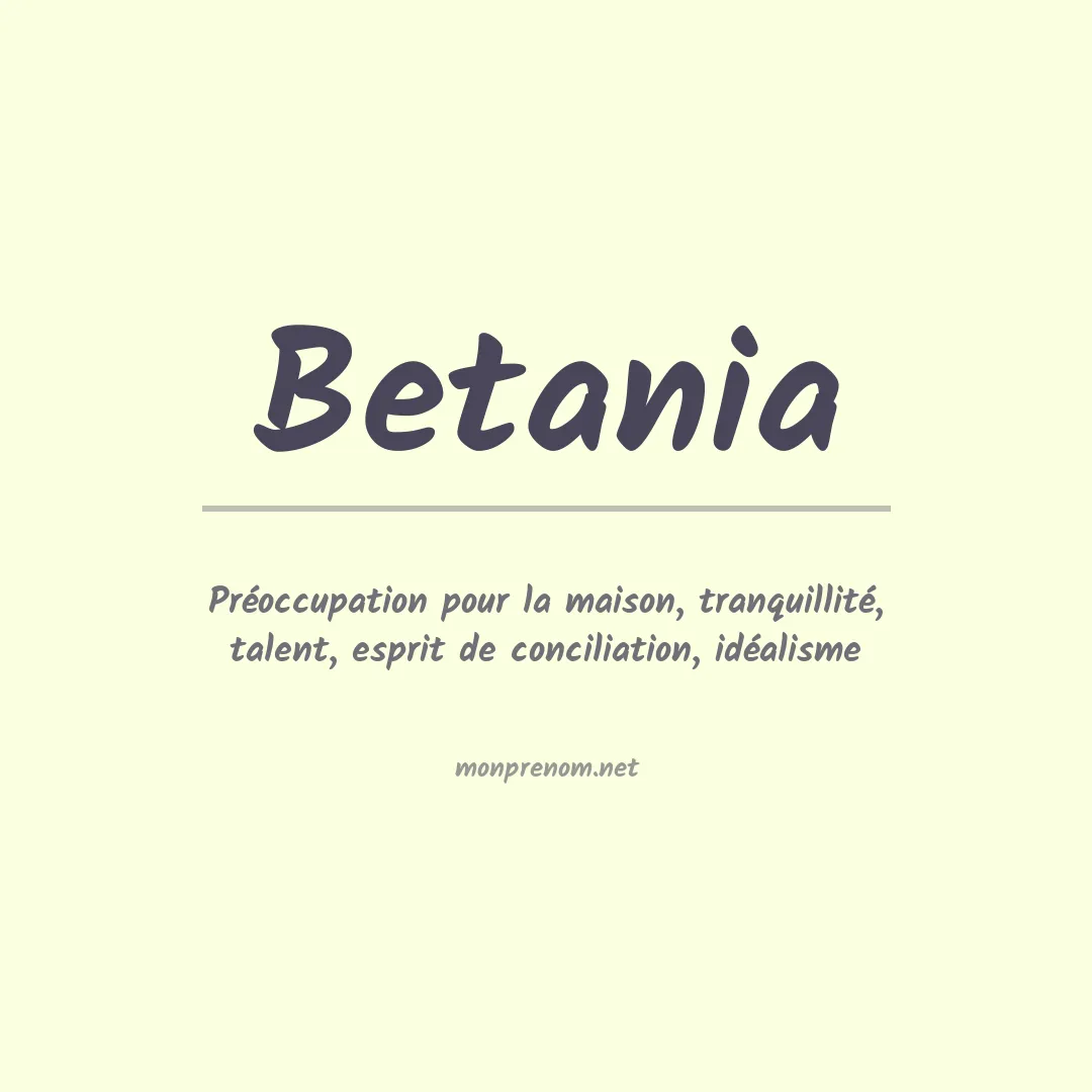 Signification du Prénom Betania