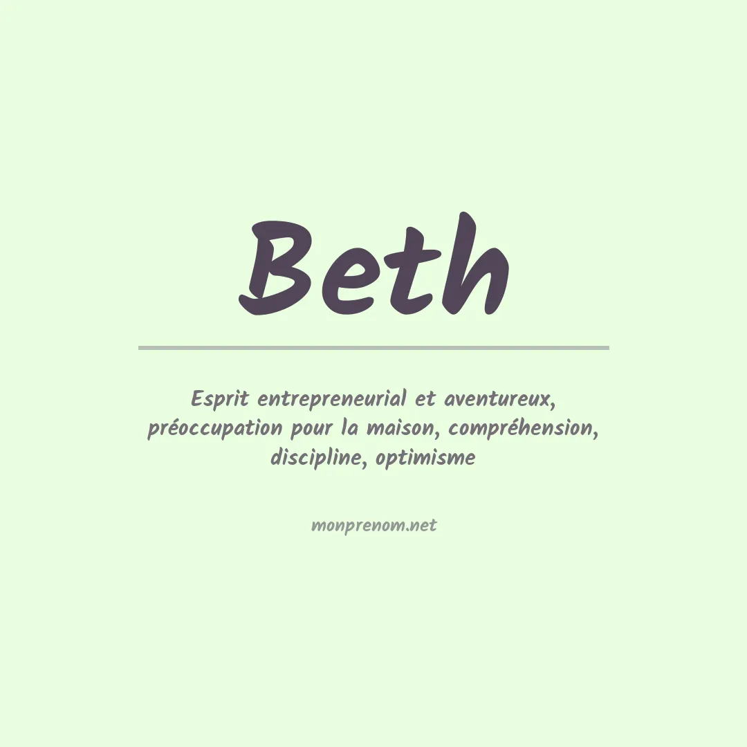 Signification du Prénom Beth