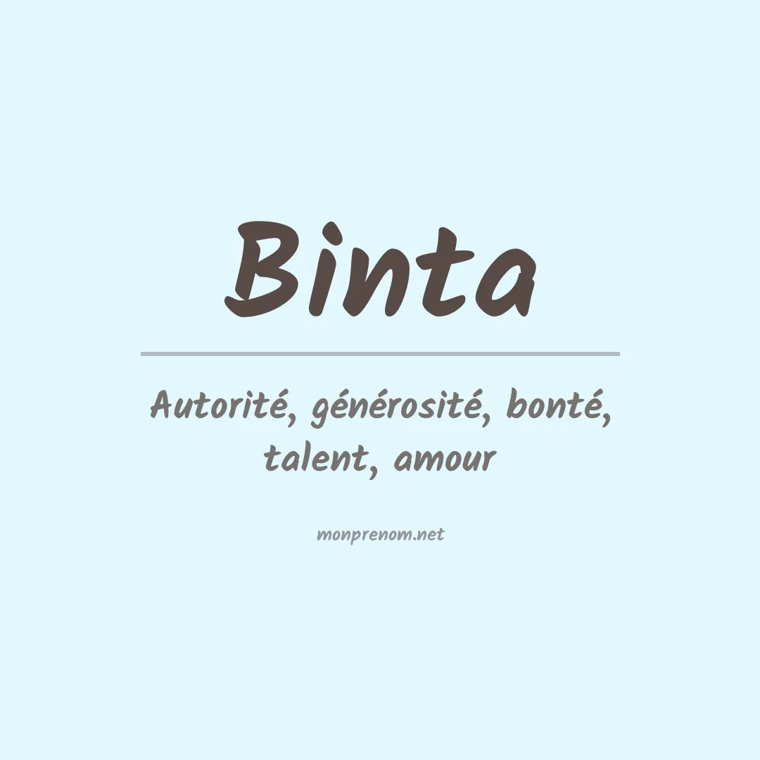 Signification du Prénom Binta Signification du Prénom Binta