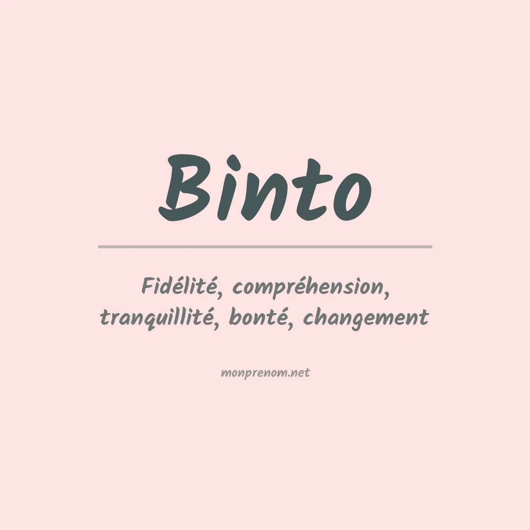 Signification du Prénom Binto Signification du Prénom Binto