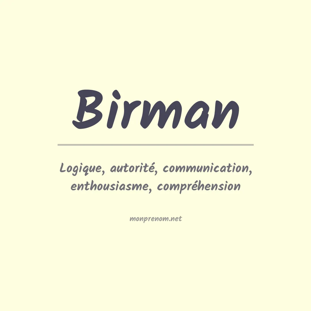 Signification du Prénom Birman