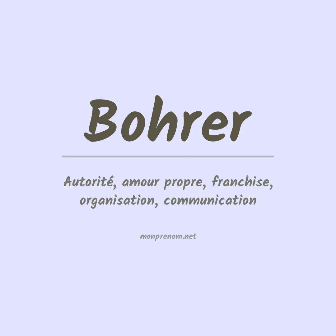 Signification du Prénom Bohrer