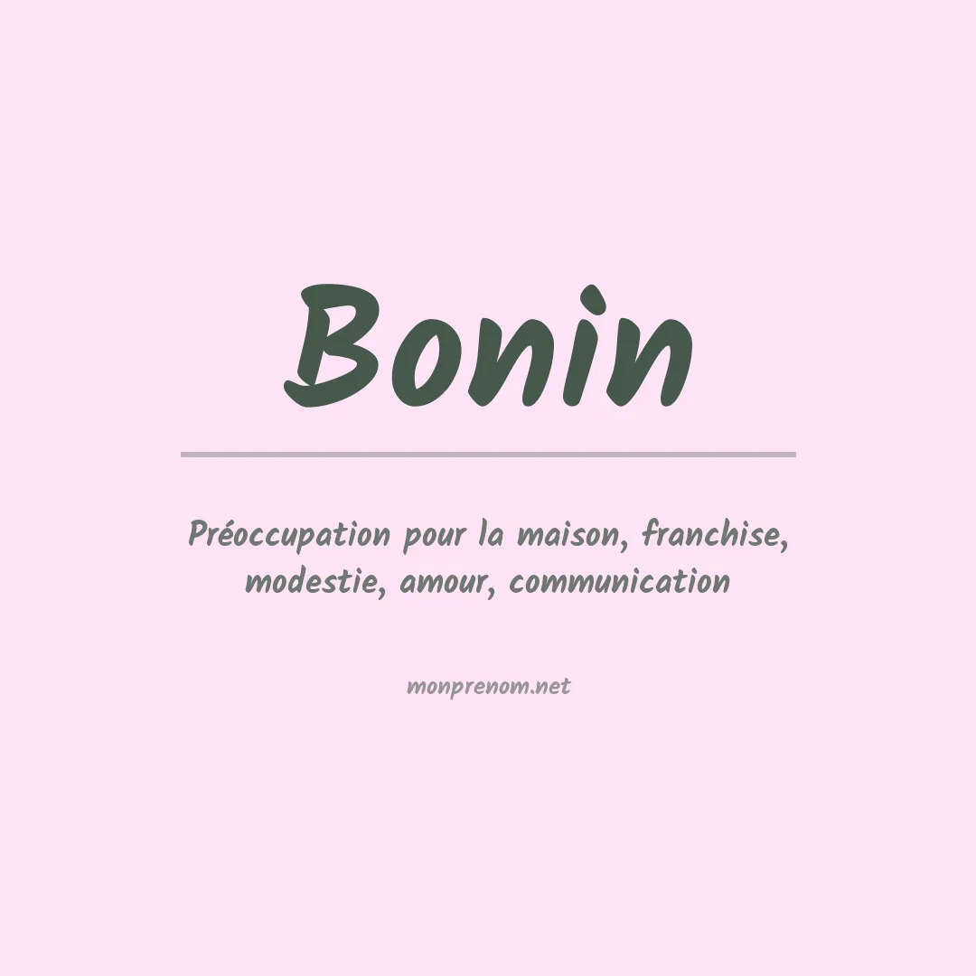 Signification du Prénom Bonin