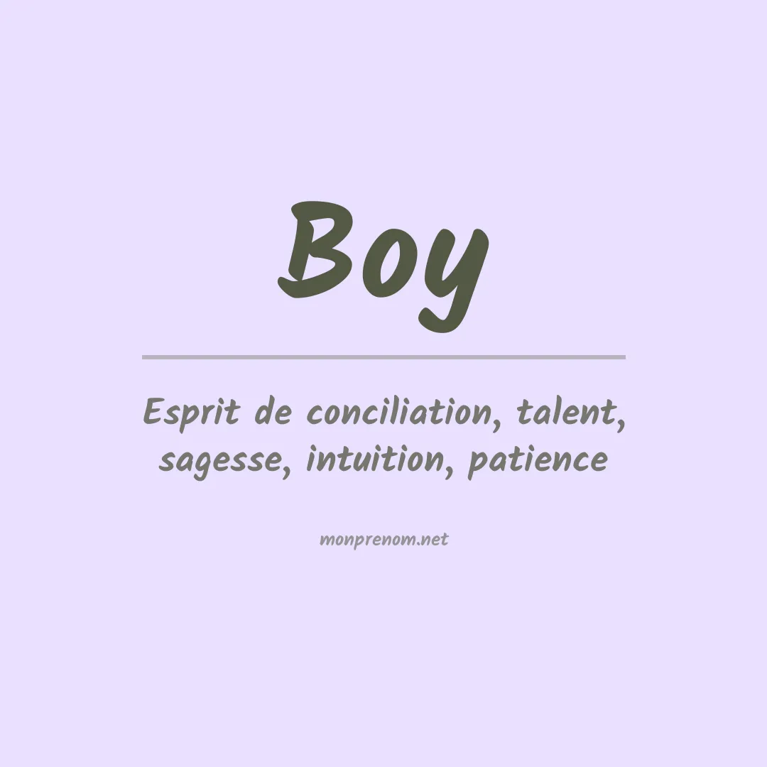 Signification du Prénom Boy