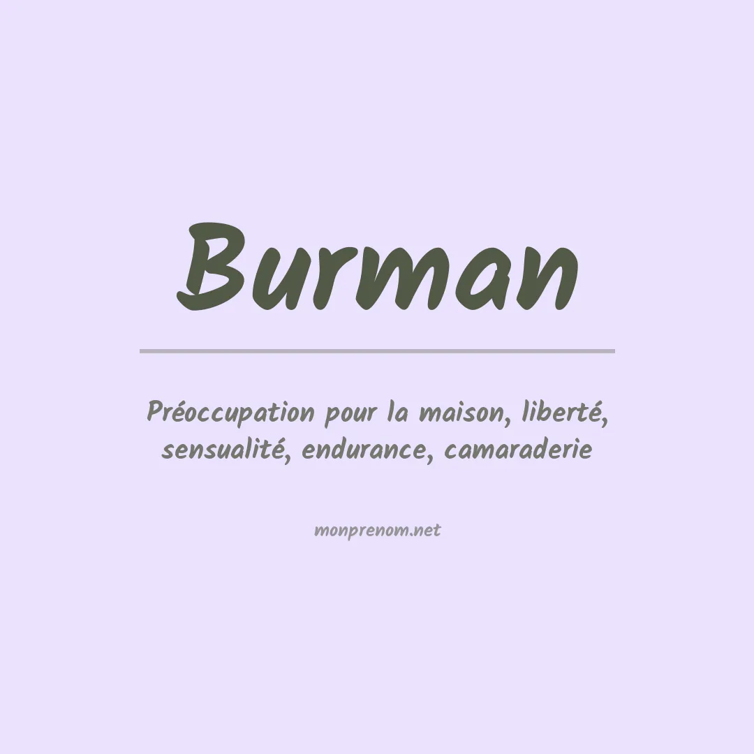 Signification du Prénom Burman