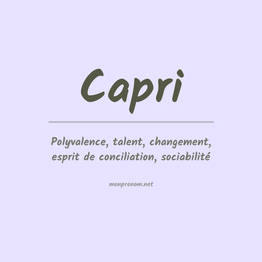 Signification du Prénom Capri