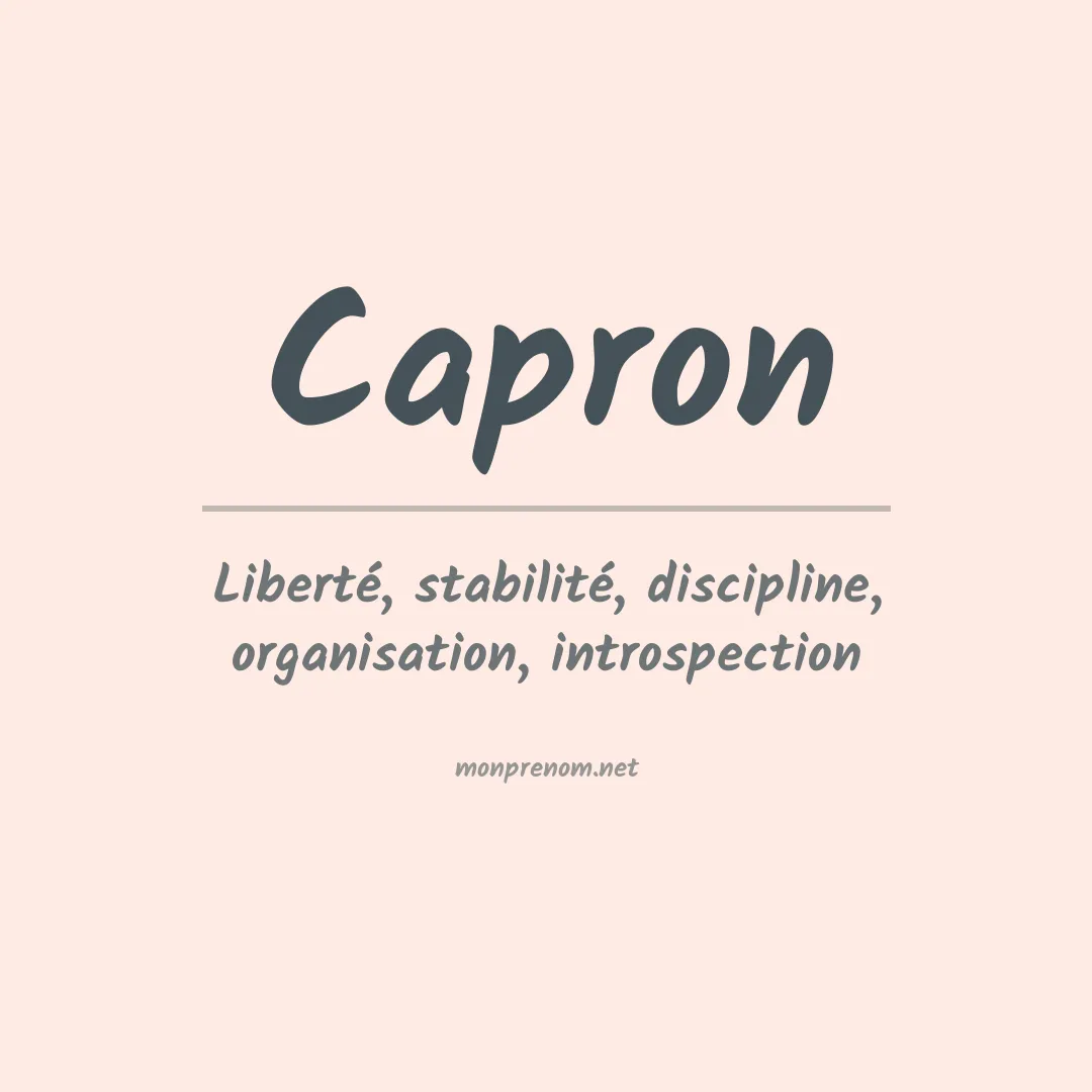 Signification du Prénom Capron