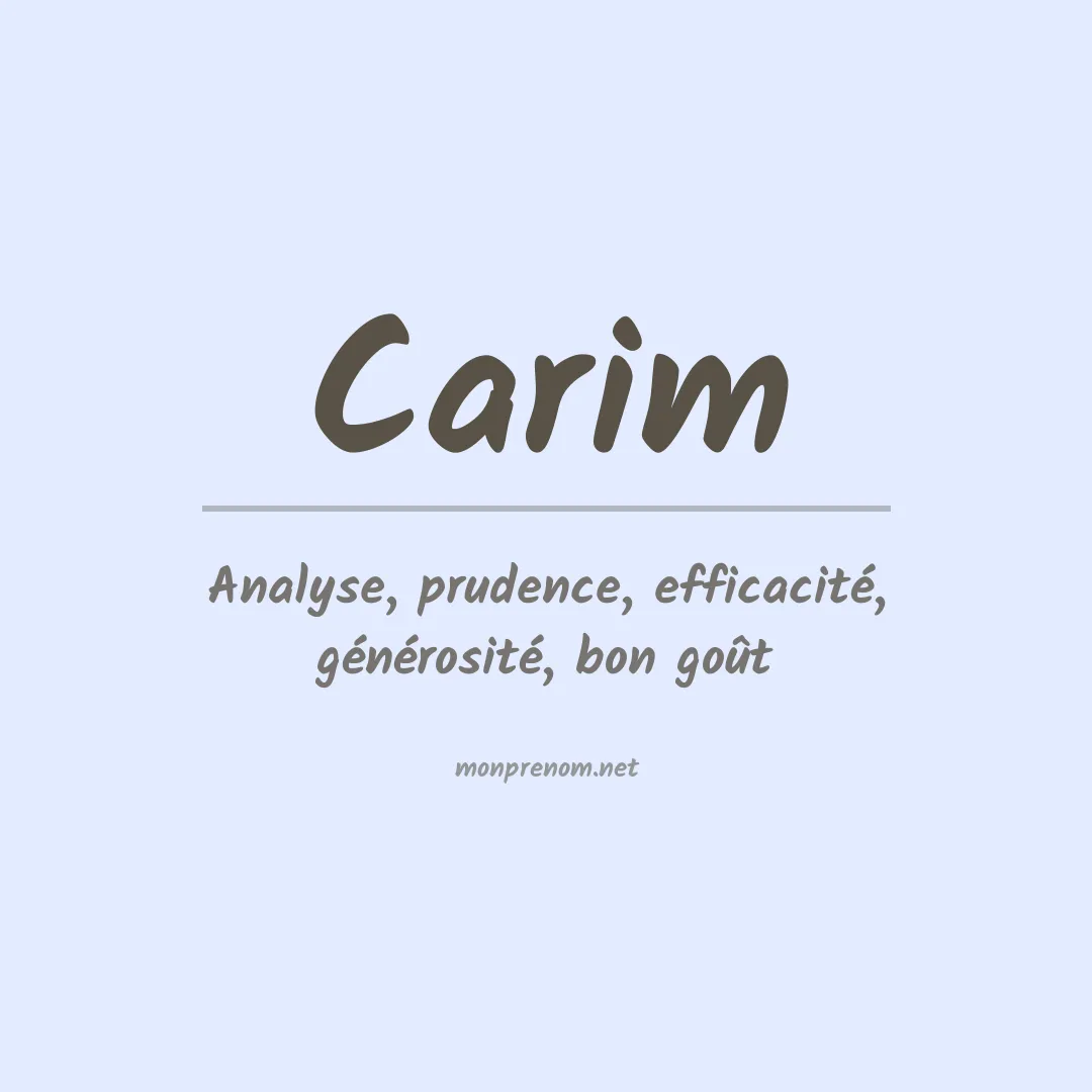 Signification du Prénom Carim