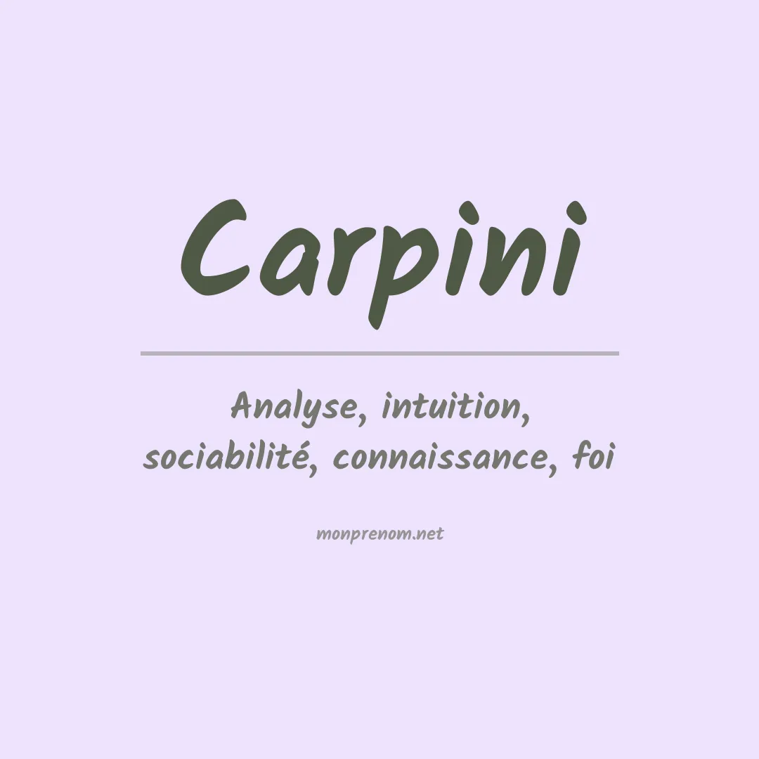 Signification du Prénom Carpini