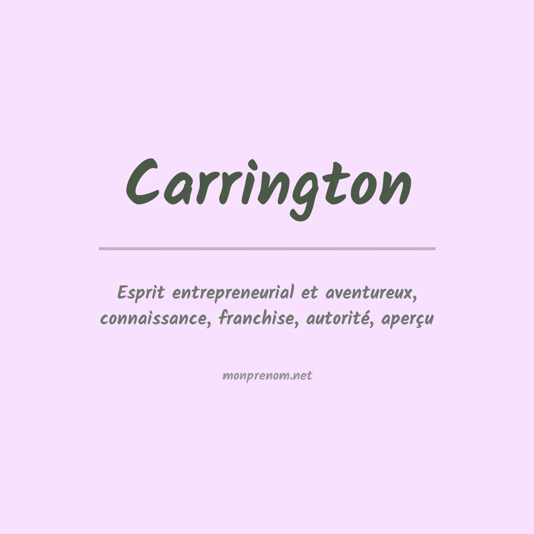 Signification du Prénom Carrington