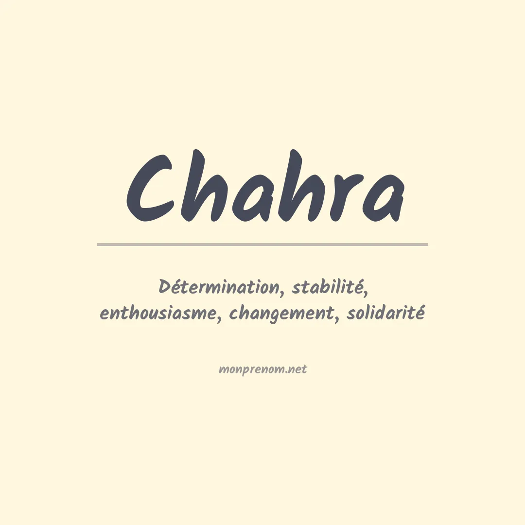 Signification du Prénom Chahra Signification du Prénom Chahra