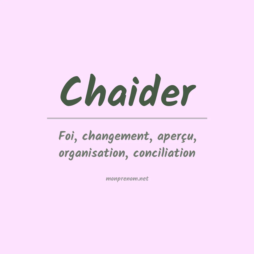 Signification du Prénom Chaider