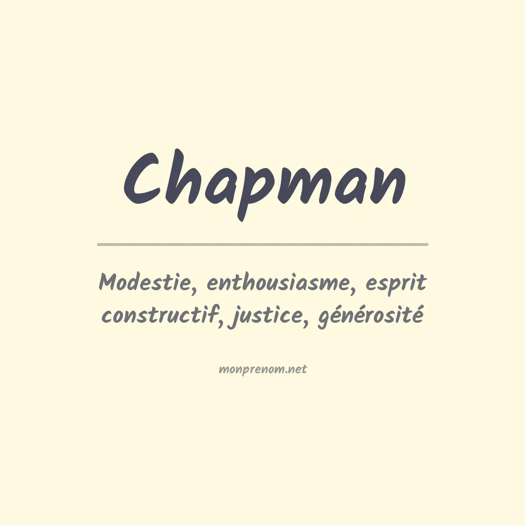 Signification du Prénom Chapman