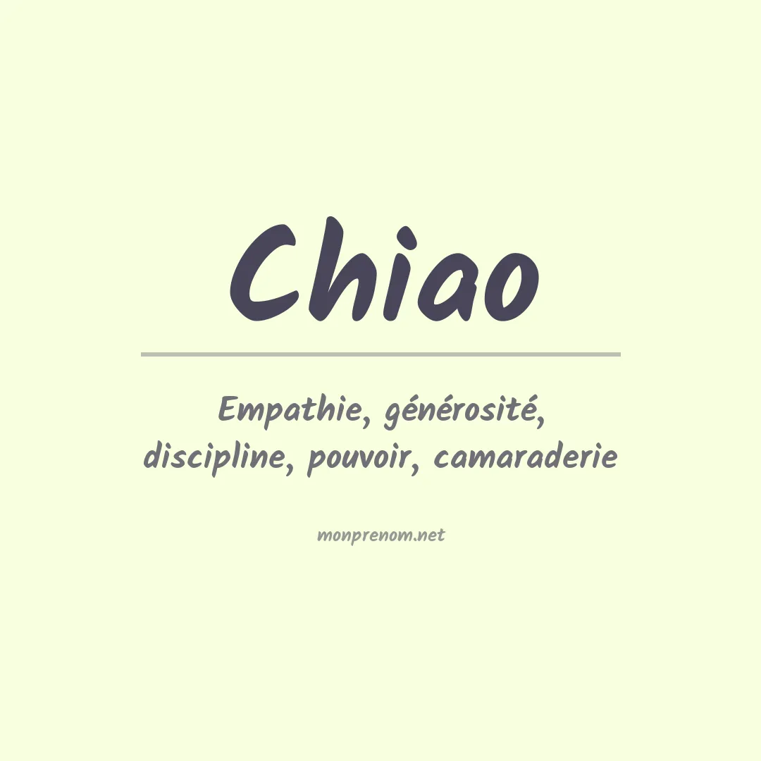 Signification du Prénom Chiao