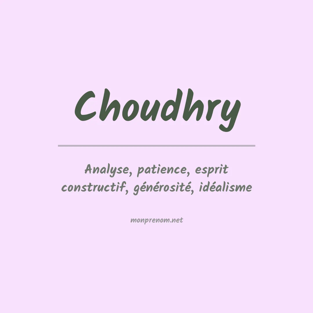 Signification du Prénom Choudhry