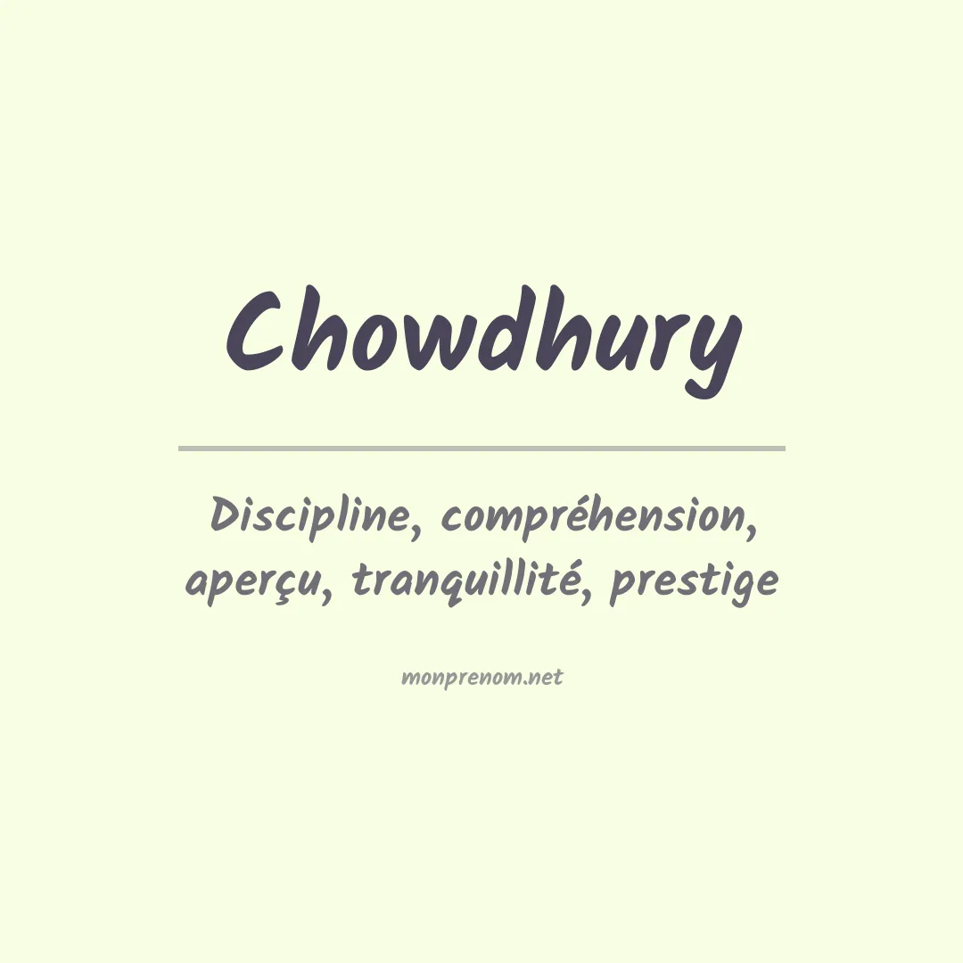 Signification du Prénom Chowdhury