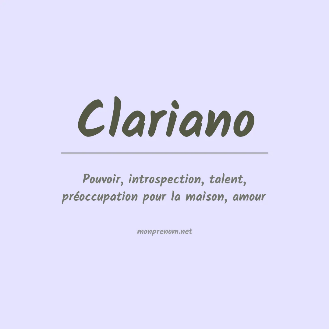 Signification du Prénom Clariano