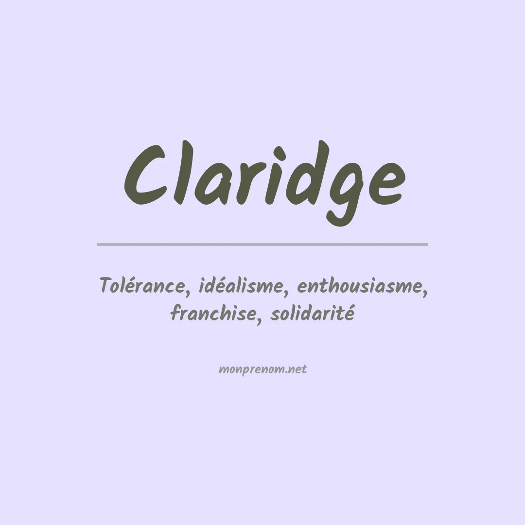 Signification du Prénom Claridge