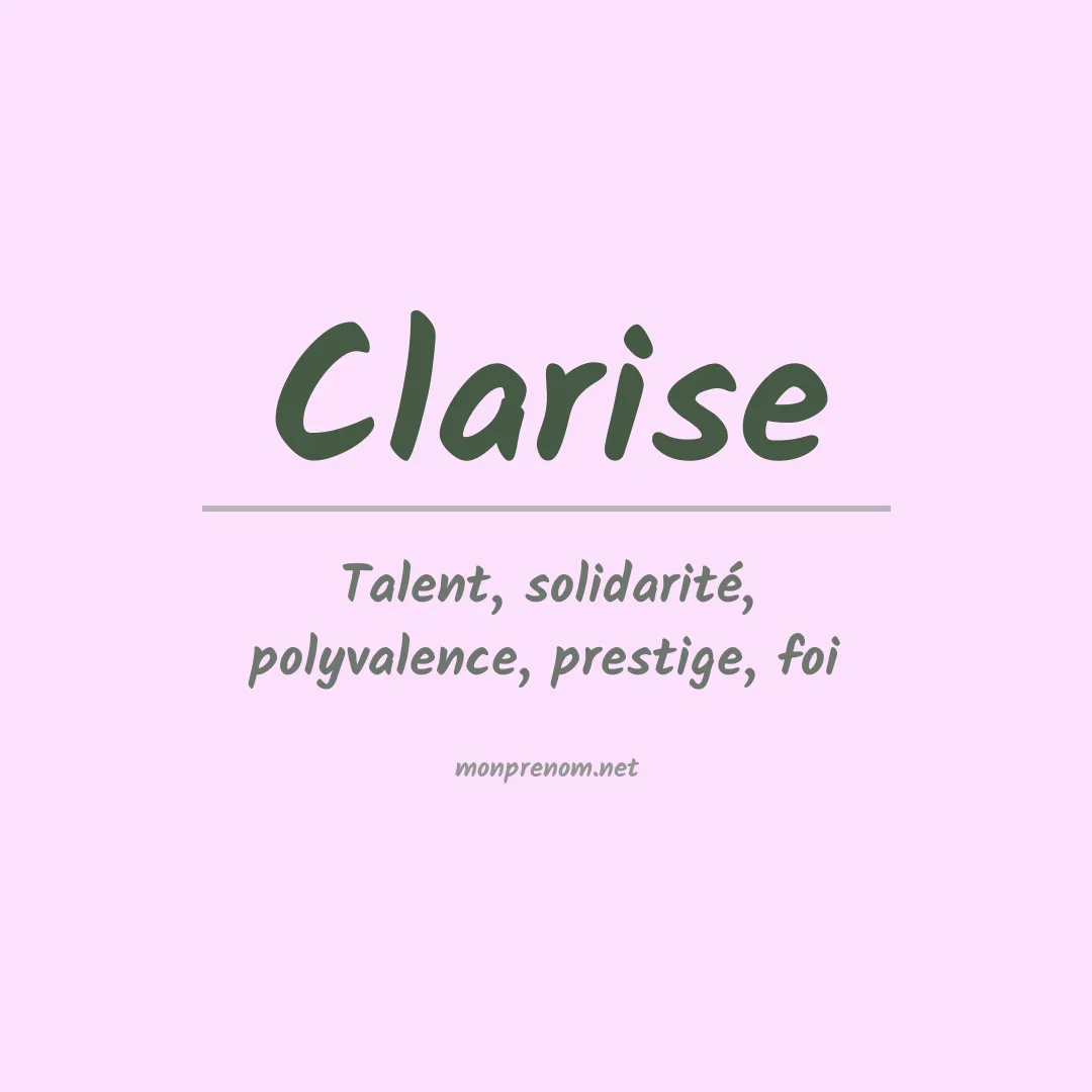 Signification du Prénom Clarise Signification du Prénom Clarise