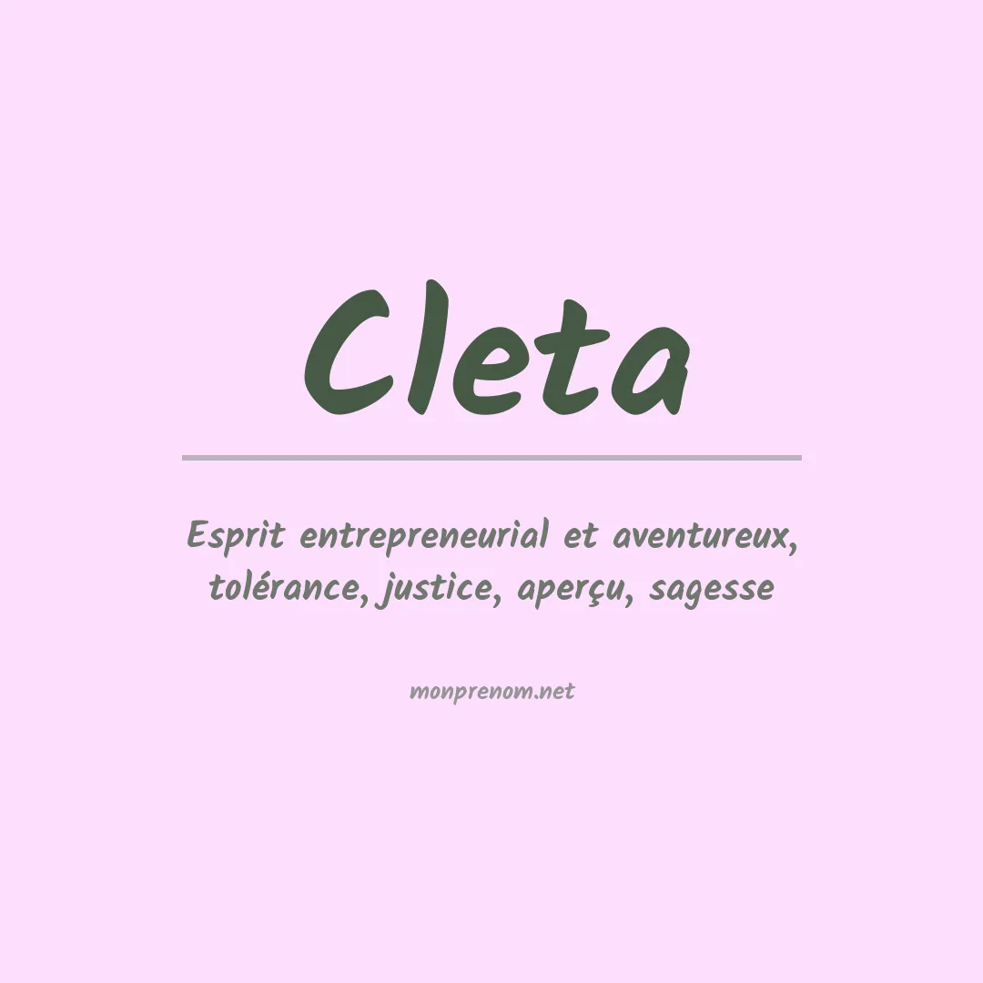 Signification du Prénom Cleta Signification du Prénom Cleta
