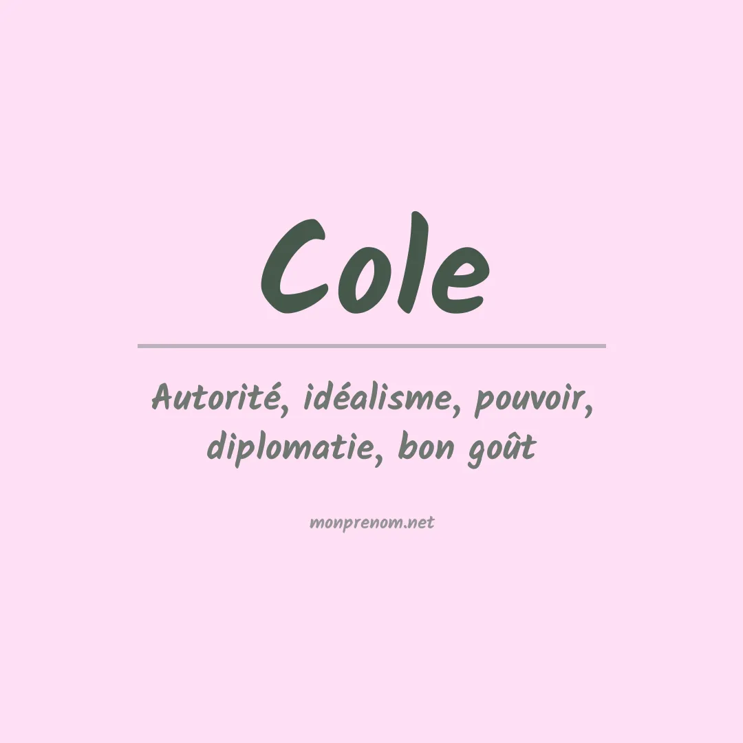 Signification du Prénom Cole