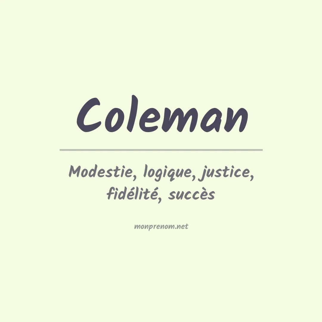 Signification du Prénom Coleman