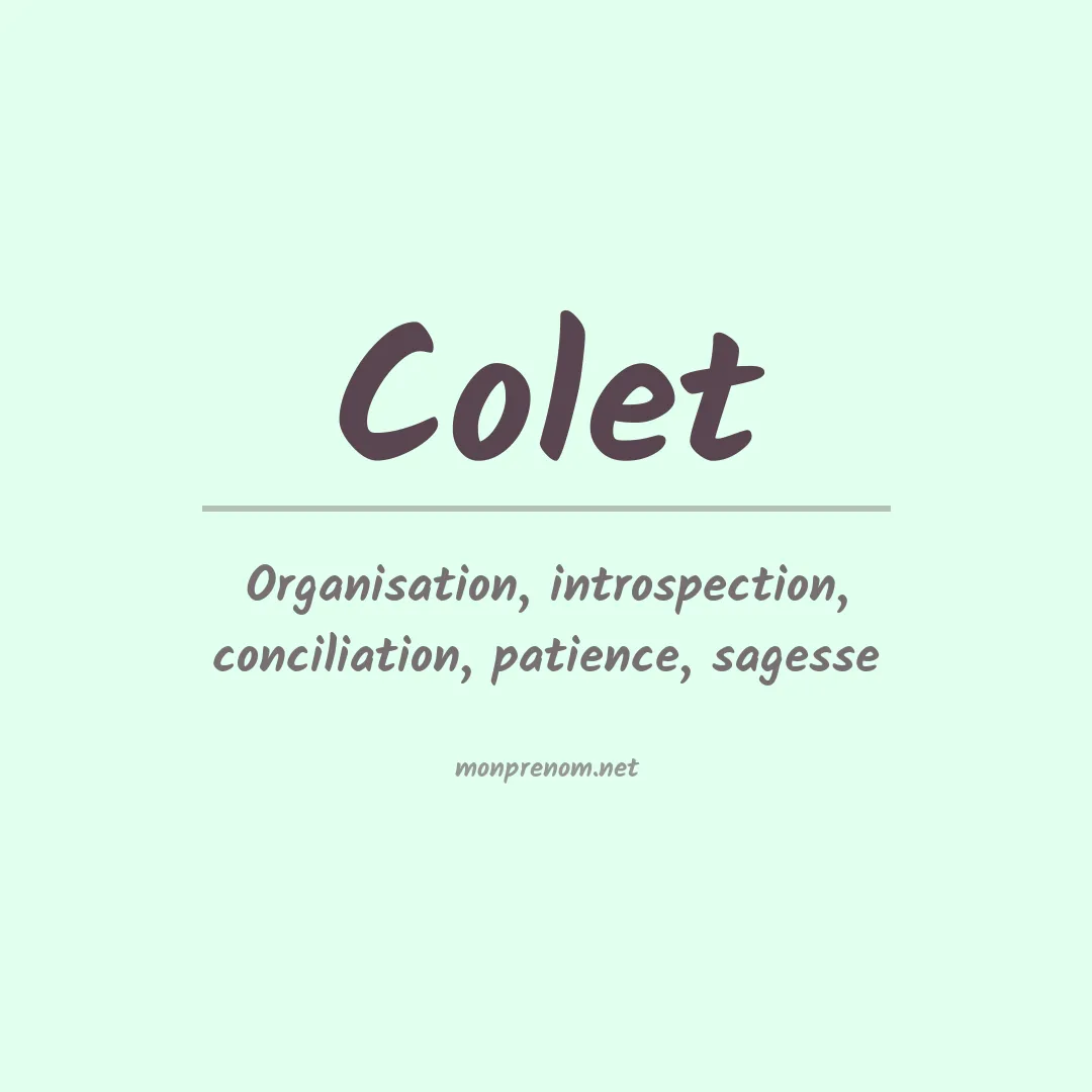 Signification du Prénom Colet Signification du Prénom Colet
