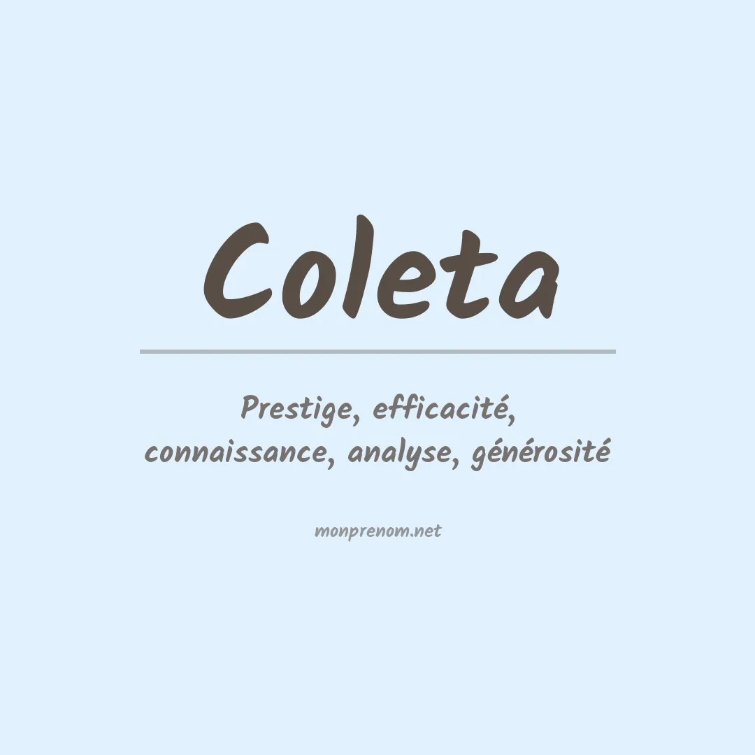 Signification du Prénom Coleta Signification du Prénom Coleta