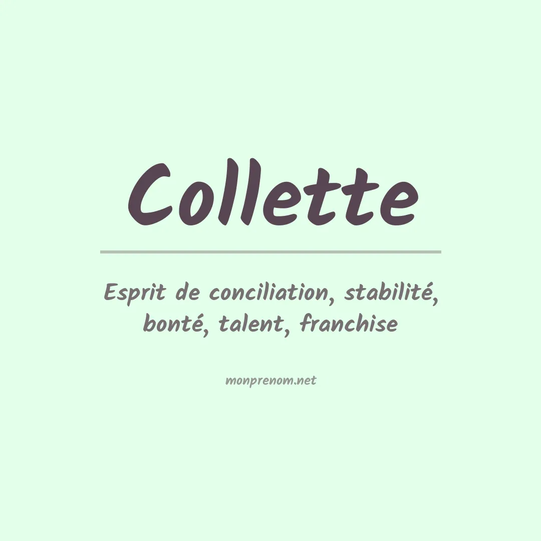 Signification du Prénom Collette